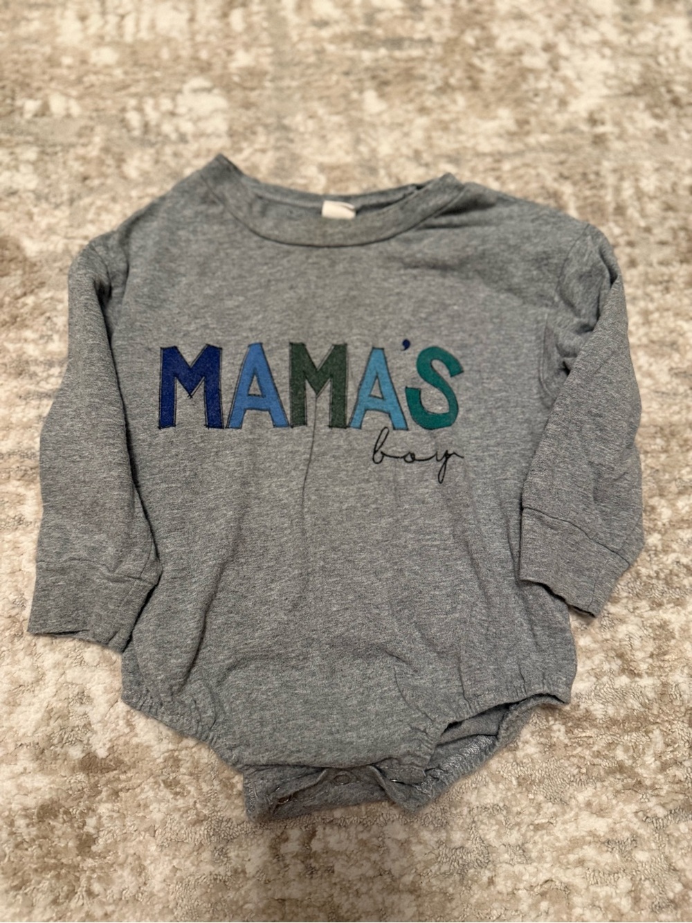Mama's Boy Gray Long-Sleeve One-Piece Bodysuit size 12/18M